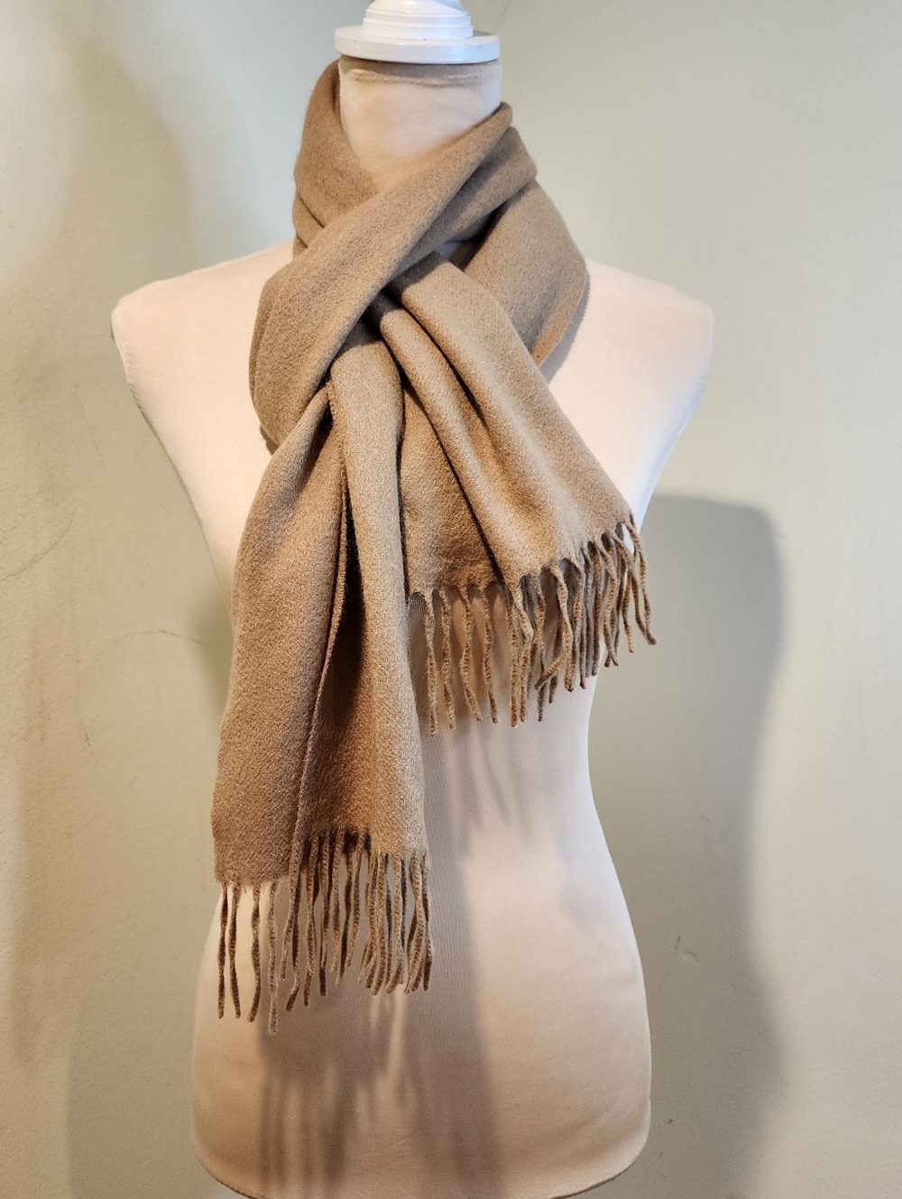Classic Beige Fringe Cashmerw Scarf - Unisex Accessories